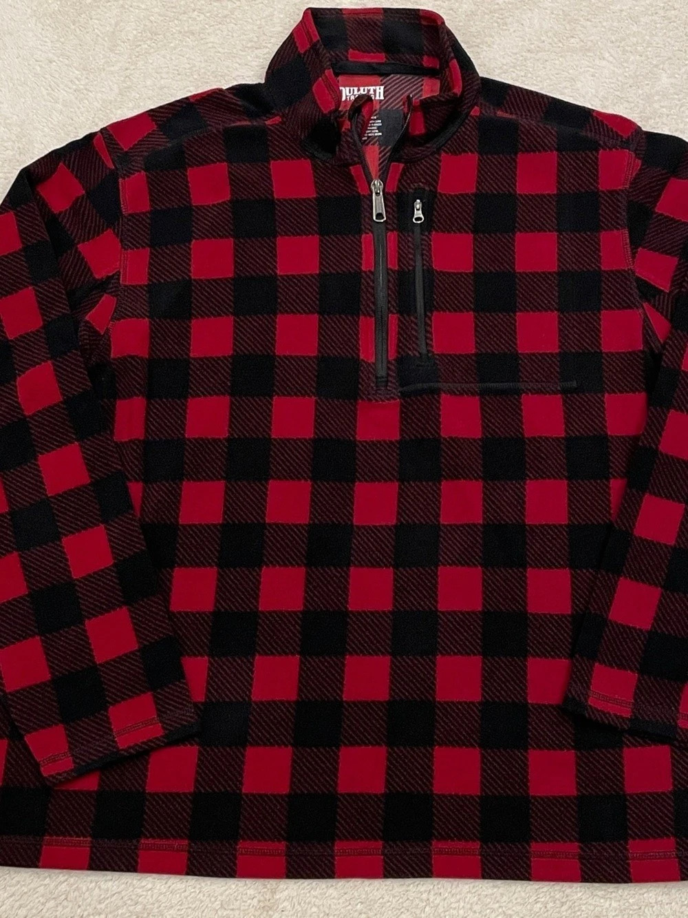Duluth Trading Co. Men's Checkpoint Fleece Pattern 1/4 Zip Mock. XL